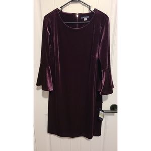 Tommy Hilfiger purple velvet dress NEW NWT size 14 bell sleeves